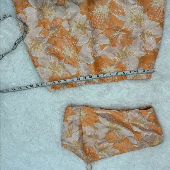 Lulu's Getaway Glam Orange Floral Jacquard Two Piece Mini Dress Size L NWT - Picture 10 of 14